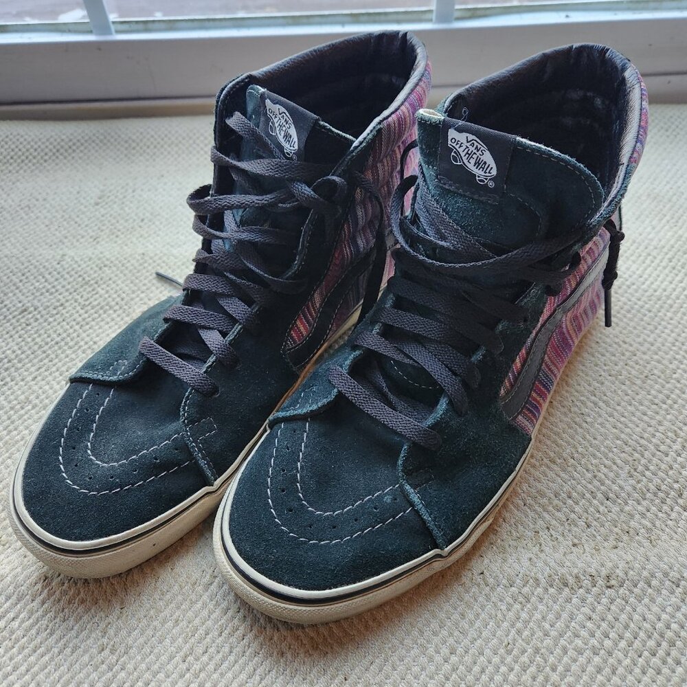 Vans Sk8-Hi Striped Mens 11 US High Top Skate Shoes Black Guate Weave T375 - Picture 5 of 12